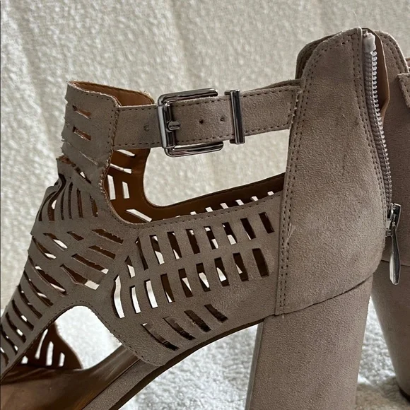 Franco Sarto taupe Cutout Block Heels - Picture 3 of 8